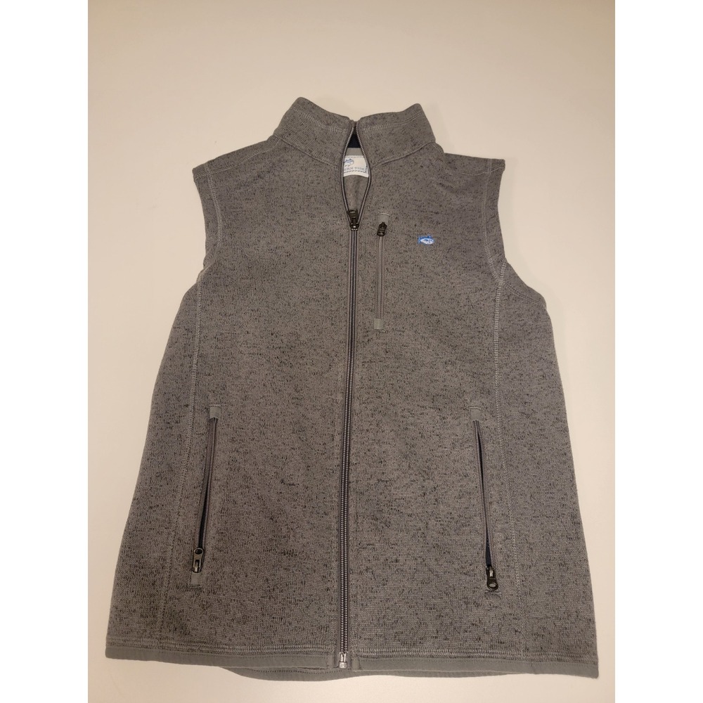 Southern Tide Mens Gray Sweater Fleece Full Zip Vest Style 5584 Size Large